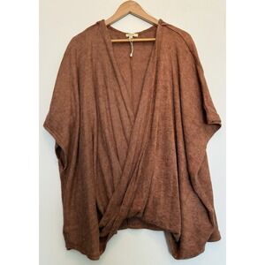 NWOT Kori America Wrap Front Sweater Top Short Sleeve Burnt Orange Fall Sz Large